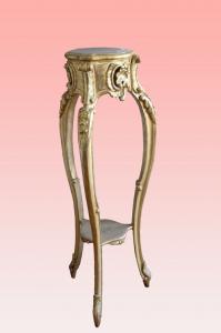 Tavolino alto Porta piante dorato foglia oro francese stile Luigi XV del 1800