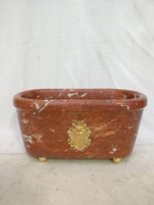 Vaschetta da centro con stemma araldico centrale - 28 x 14 cm - Marmo Rosso Francia - xx secolo