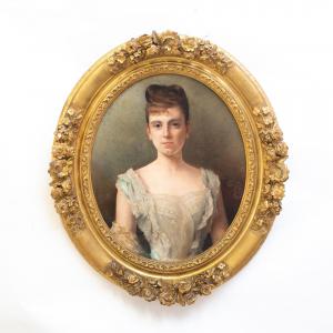 Félix Pescador y Saldaña, "Marie de la Rochemacé", firmato, 1888, olio su tela, Félix Pescador y Saldaña, "Marie de la Rochemacé," signed, 1888, oil on canvas