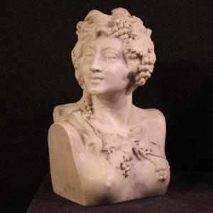 Pair of 19th-century white marble sculptures, Satyr and Bacchante - Foto 7