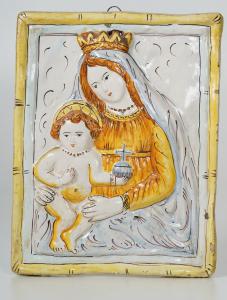 VENDUTA Targa devozionale in maiolica  , seconda metà del XVIII secolo