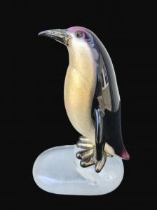 Pinguino in vetro sommerso con inclusioni oro.Cenedese.Murano.