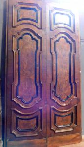 ptn020 portone a due battenti in radica di noce, ep. 1600, larg.165 x h 300 cm