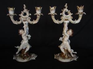 PAIR OF PORCELAIN CANDELABRAS