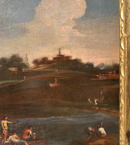 Círculo de Marco Ricci (Belluno 1676 - Veneza 1730) - Paisagem fluvial com figuras. - Foto 7