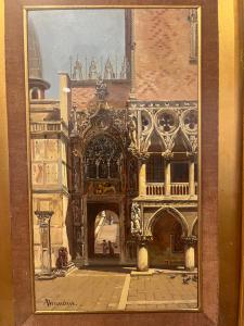 Antonietta Brandeis, 1848 - 1926, La Porta della Carta in Venedig, Öl auf Holz cm. 23 x 13, signiert unten links