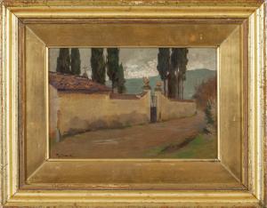 Gino Danti (Florenz 1881-1968) Camposanto di Monte Buono, Öl auf Holz. Signiert unten links.