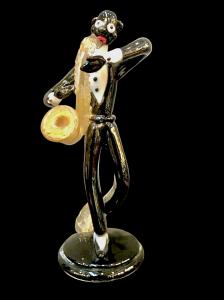 Figura in vetro soffiato,musicista  jazz,manifattura Seguso,Murano