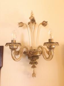 Venini wall lamps, 2 lights, Murano glass