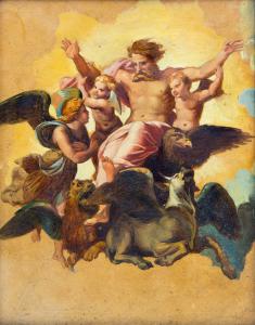 Von Raffael Sanzio, A. Puccinelli, „Die Vision Ezechiels“, Öl auf Papier, 19. Jahrhundert