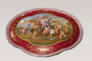 Antique Vienna manufactory porcelain tray from the 1800s with figures