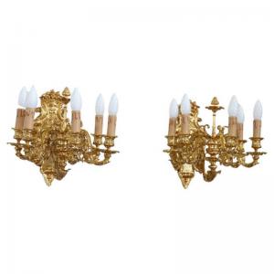 Pair of five-light sconces in gilded bronze. NEGOTIABLE PRICE