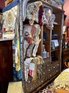 Ethnic bookcase in mother-of-pearl and bone.