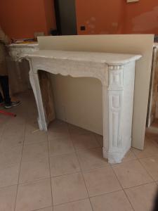 CARRARA MARBLE FIREPLACE MANTEL MID-1800s FRENCH POMPADOUR STYLE L135xW37xH105 cm