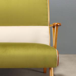 50s Vintage Two-Tone Velvet Loveseat - Foto 5