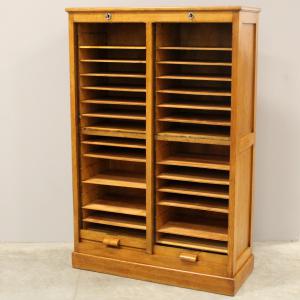 Antique oak filing cabinet with roller shutter - Foto 6