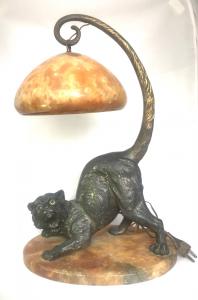 Rare bronze and onyx lamp, 1930s