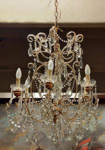 LAMP223 - Kronleuchter mit Kristallen, 20. Jahrhundert, ca. 60 cm Umfang x 80 cm Höhe
