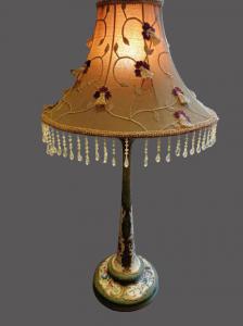 Lacquered and decorated wooden lamp from the late 19th and early 20th century