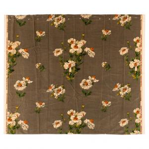 Scampolo di velluto grigio con fiori - 