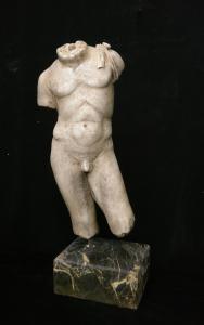 Raffinato Busto Maschile con basamento - Marmo greco Thassos e Nero imperiale - H 50 cm - Venezia