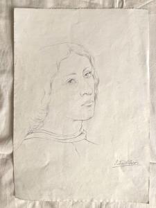 Desenho a lápis sobre papel. Assinado por Arturo Pietra.