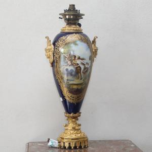 Sevres porcelain lamp with gilded bronzes