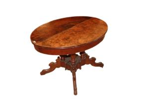 Biedermeier style extendable oval table from the 1800s in walnut burl