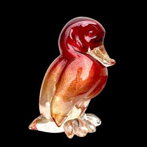 Schwere Ente aus schwerem Glas im Sommerso-Stil mit Goldeinschlüssen. Napoleone Martinuzzi. Murano.