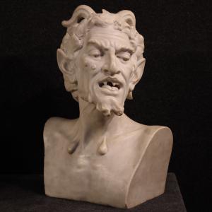 Pair of 19th-century white marble sculptures, Satyr and Bacchante - Foto 8