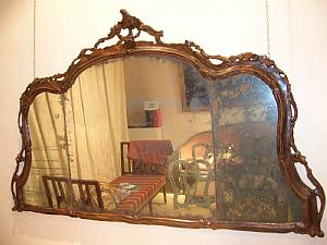 specchiera da camino, legno laccato "finto legno",Venezia