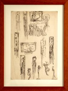 Rubaldo Merello. Vários estudos de figuras, tinta sobre papel.