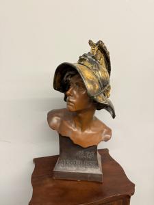 Antico busto in terracotta gladiatore romano 1920, 86x34x24cm
