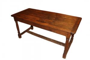 Large Rustic French Table from the 1800s in Solid Walnut Wood
