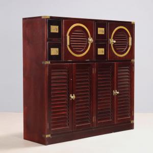 Credenza in Stile Marina Impiallacciata in Mogano Italia XX Secolo