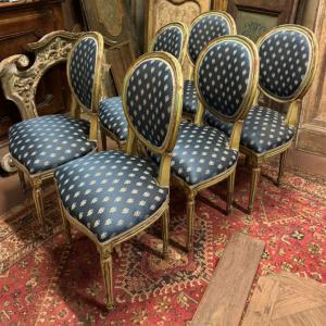 PANC180 - 6 Stühle im Louis-XVI-Stil, nicht aus dieser Zeit, Maße cm B 50 x T 45 x H 96