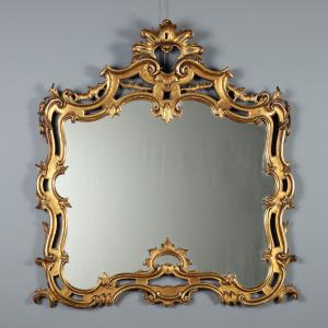 Carved and Gilded Wooden Mirror, Italy, Early 20th Century