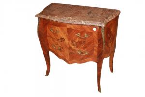 French Louis XV Style Chest of Drawers with 2 richly inlaid drawers
