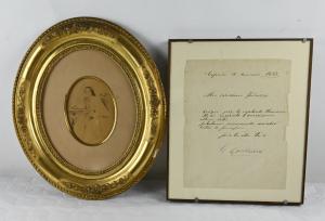 Fotografia di Giuseppina Raimondi e Lettera Firmata Da Giuseppe Garibaldi - Italia Metà XIX secolo