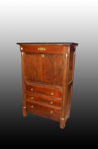 Secretaire francese stile Impero del 1800 in legno di mogano