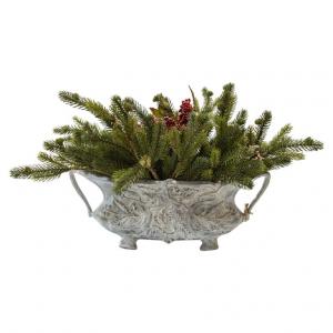 Vaso antigo oval de ferro fundido com alças - O/4857 -