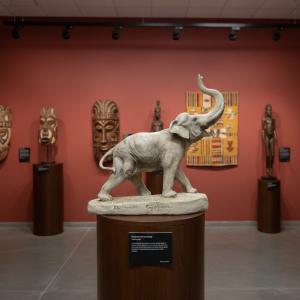 1940s Art Deco elephant in terracotta and plaster