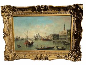 Favoloso dipinto olio su tela raffigurante veduta di Venezia attributo a Michele Marieschi 