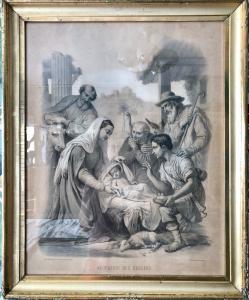 Antica litografia “Adorazione dei pastori”