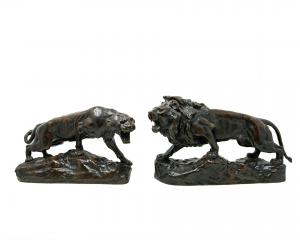 Thomas Francois Cartier (Marseille, 1879 - Saint-Vallier, 1936), Löwe und Panther