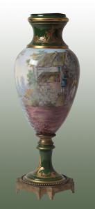 French porcelain vase from the Sevres manufactory in the 1800s, decorated.