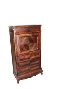 Piccolo secretaire Francese stile Luigi Filippo XIX secolo in legno di palissandro con piano in marmo bianco