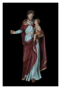 Statua San Giuseppe in legno policromo di soggetto sacro Italia settentrionale