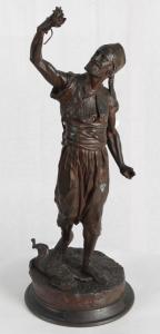 Scultura francese in bronzo di Pierre-Jules Mêne del 1800 "Cattura di lepre"