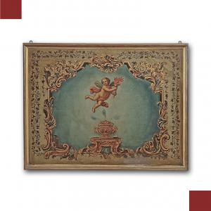 DIPINTO CON ALLEGORIA DI PUTTO ALATO FINE XVIII SECOLO